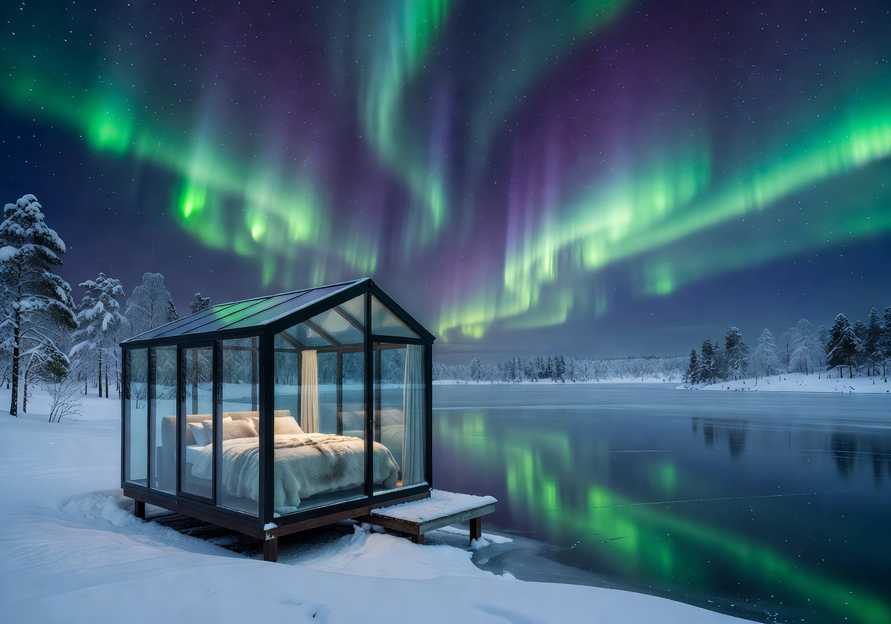 Apukka Resort aurora cabin lakeside Finland