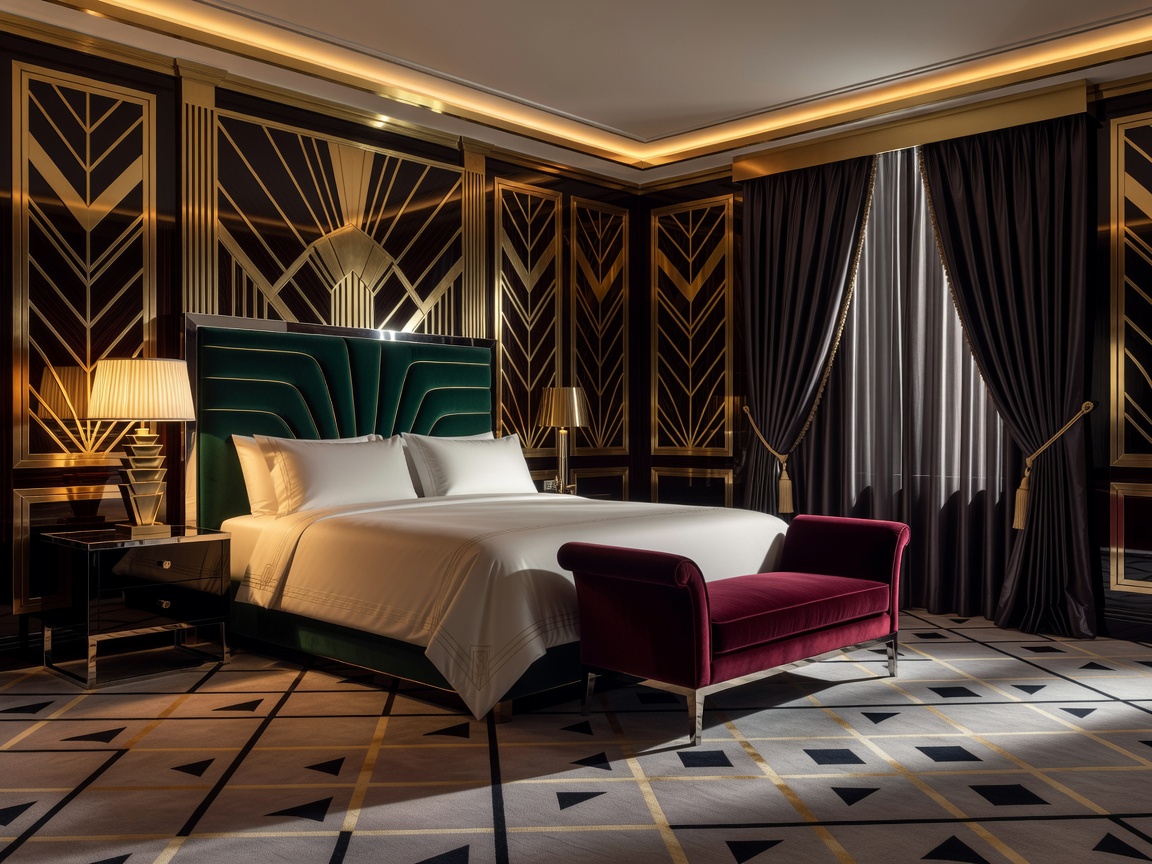 Art Deco styled luxury suite bedroom at Hotel Lilla Roberts
