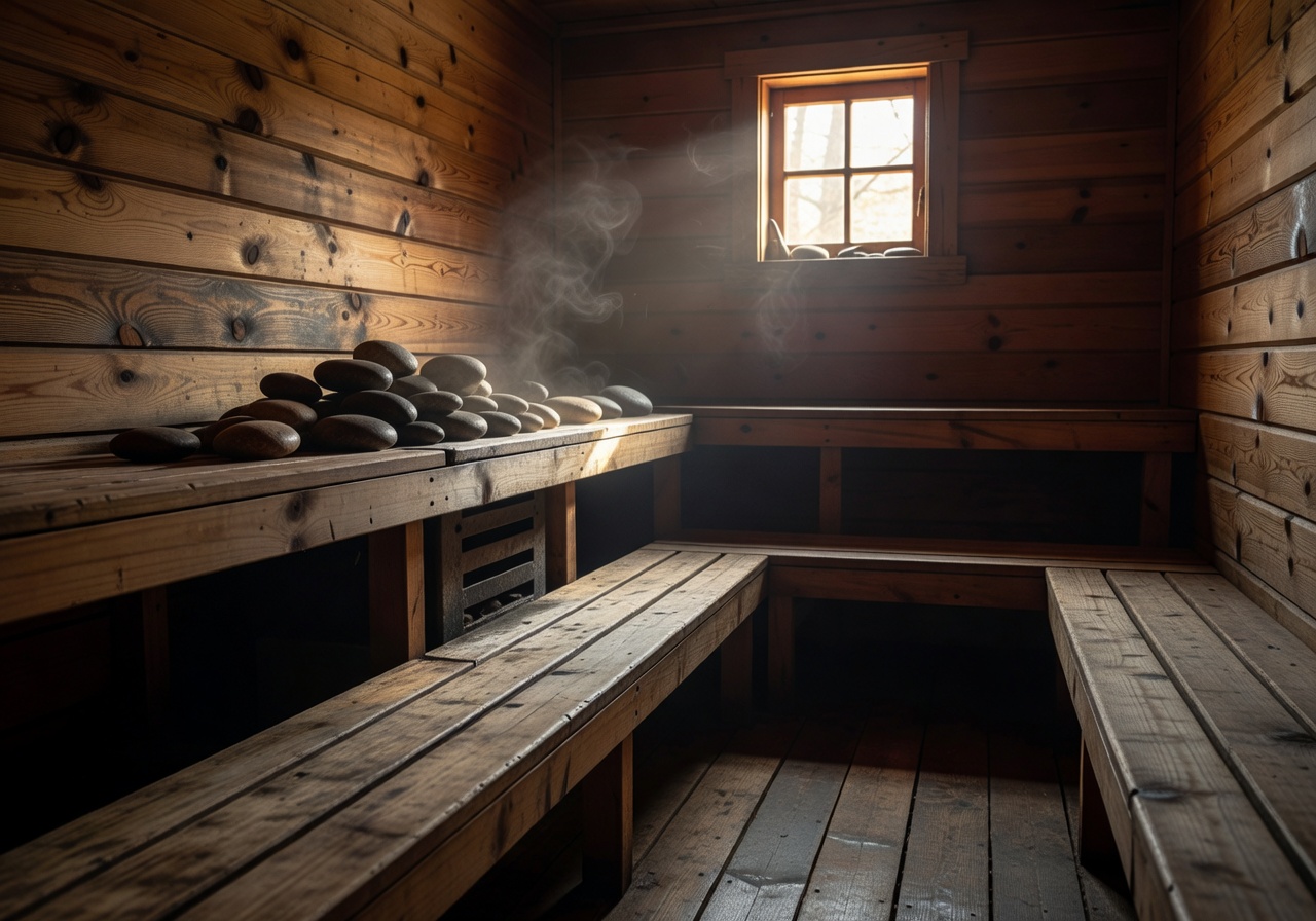 Finnish sauna wooden interior
