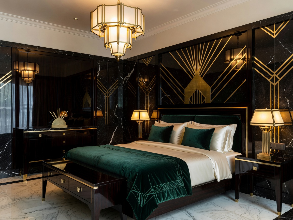 Art Deco styled luxury suite bedroom at Hotel Lilla Roberts in Helsinki